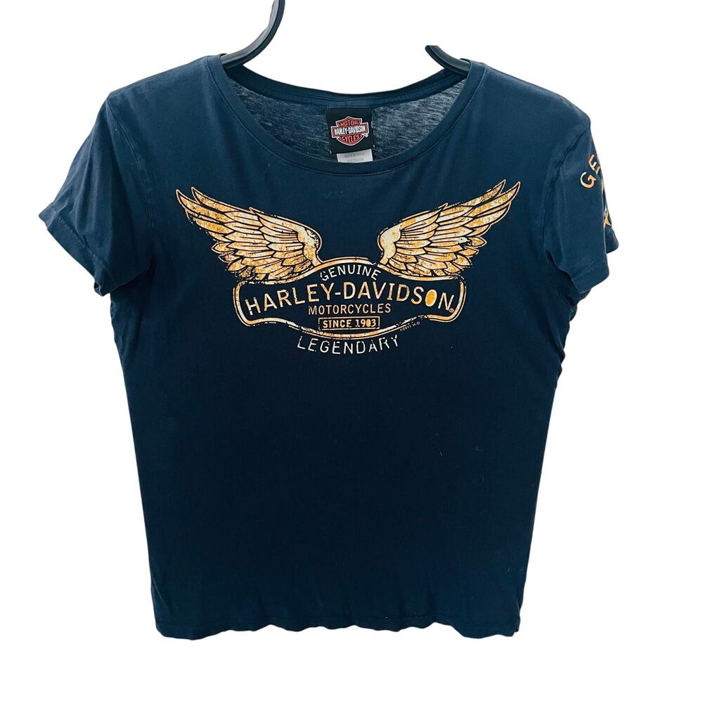 Harley Davidson Women’s M Triple S Morgantown WV Wings Graphic T-Shirt